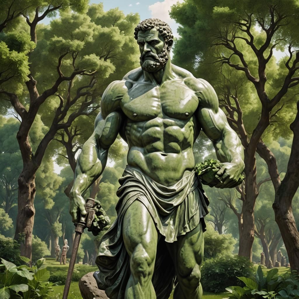 Farnese Hercules as Handsome Man in Landscape