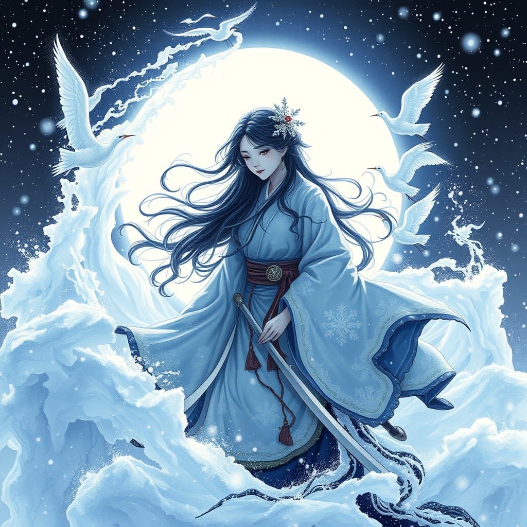 Serene Snow Spirit Carves Crystal Palace