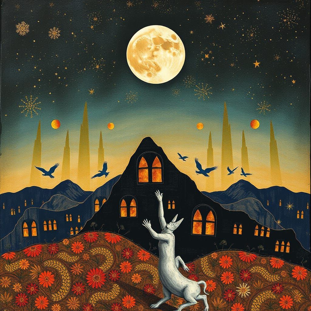 Aboriginal Art Collage: The Moon's Descent