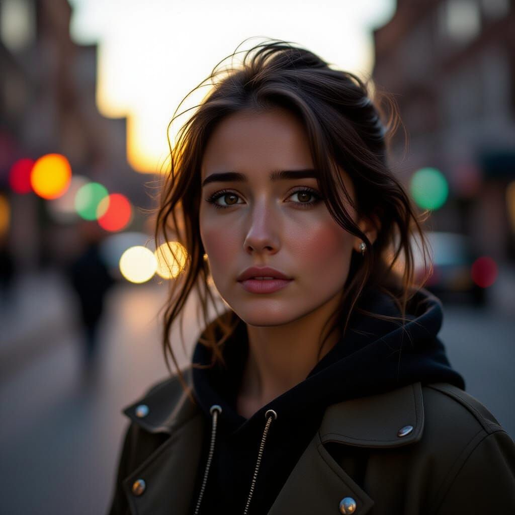 Cinematic Dusk Street Scene: Solitude and Strength