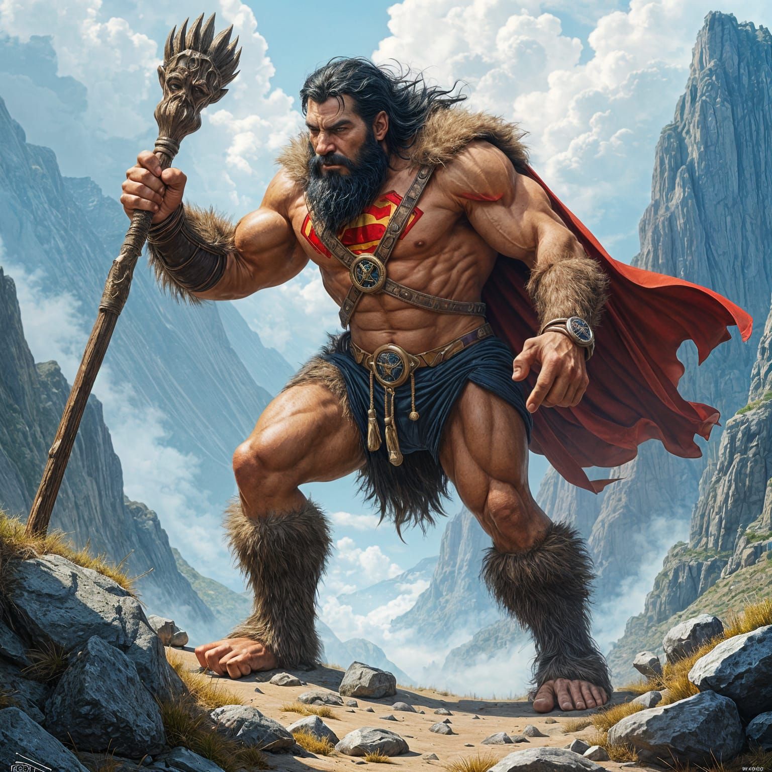 Superman as Neanderthal in Comic Book Art