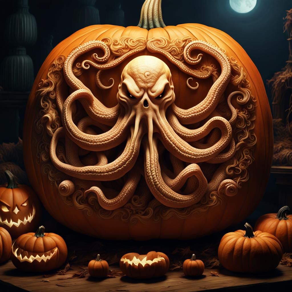 Epic Kraken Pumpkin Carving: Digital Matte Painting