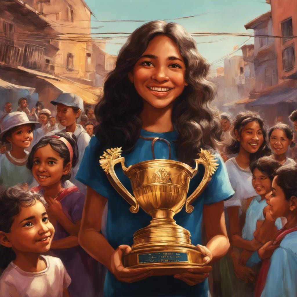 Smiling Latina Girl Wins Slum Contest in Dramatic Sketch