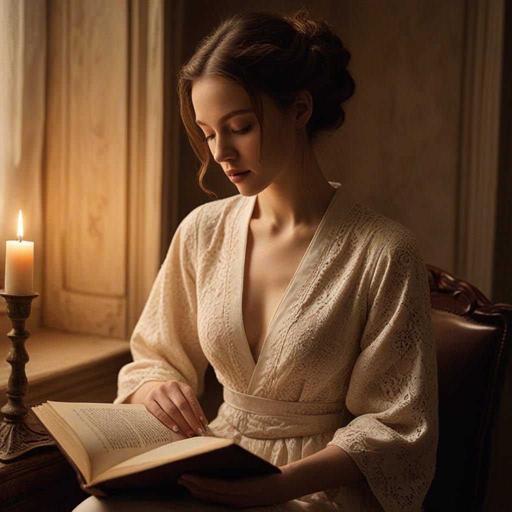 Mystical Women in Candlelit Chamber