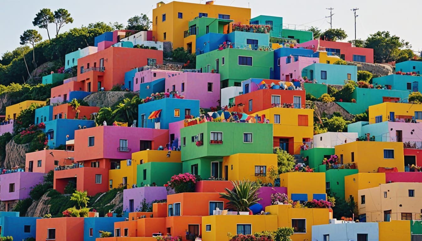 colorful houses Mexico