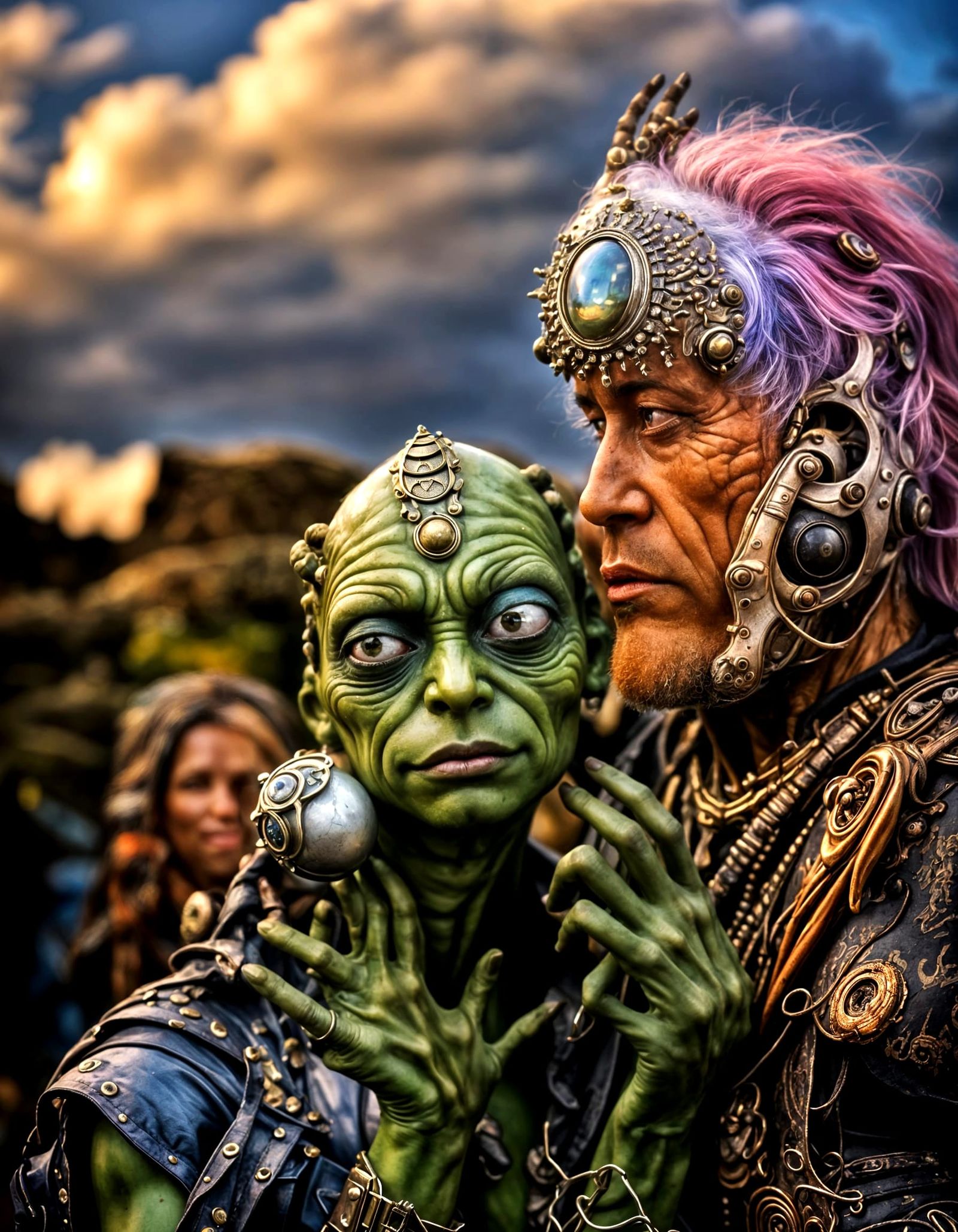 Photorealistic Aliens in Fashionable Clothing: Detailed Phot...