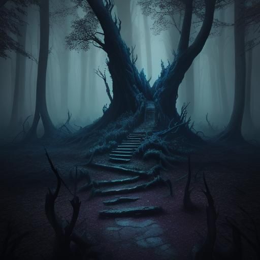 Brooding Figure in Mystical Dark Fantasy Forest
