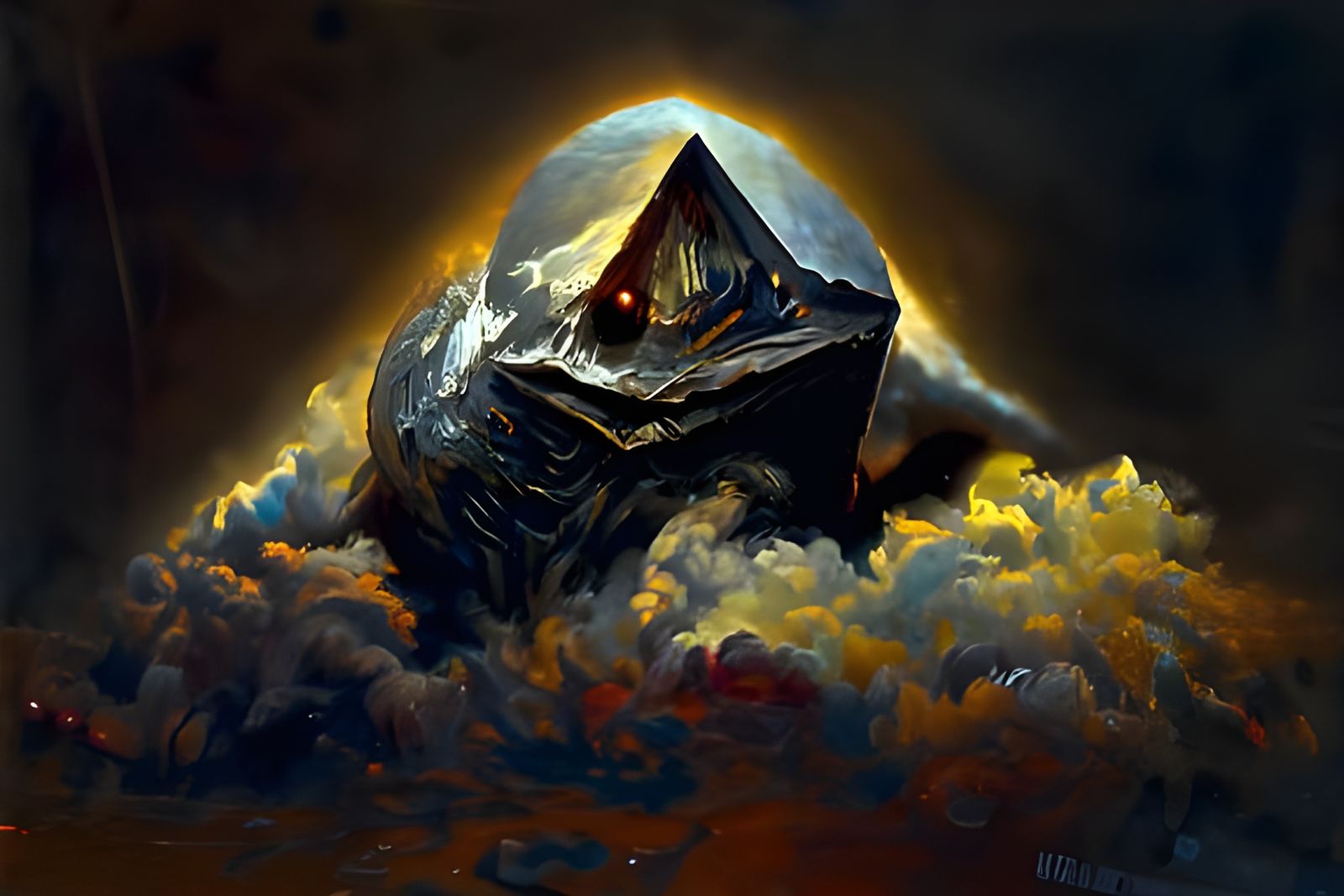 Glowing Pyramid Floats During Solar Eclipse