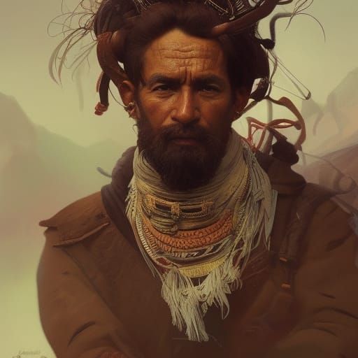 Kumuk man with papakha, gazerei and kinzhal