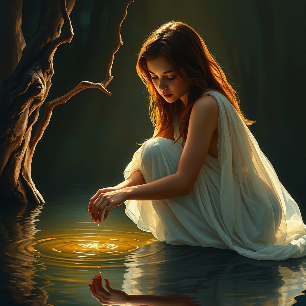 Surreal Beauty in Impasto Oil Painting Style
