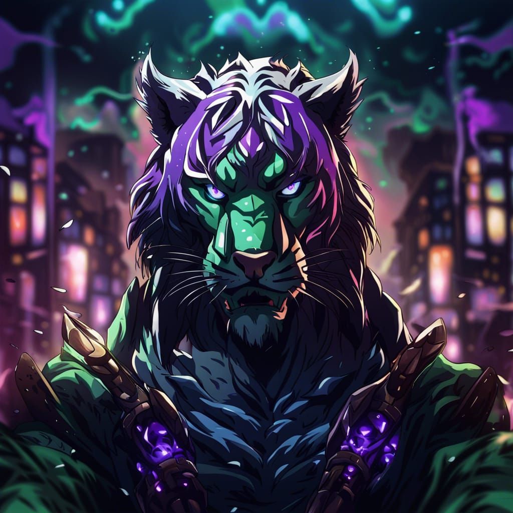 Demon Saber-Tooth Tiger in Anime Style