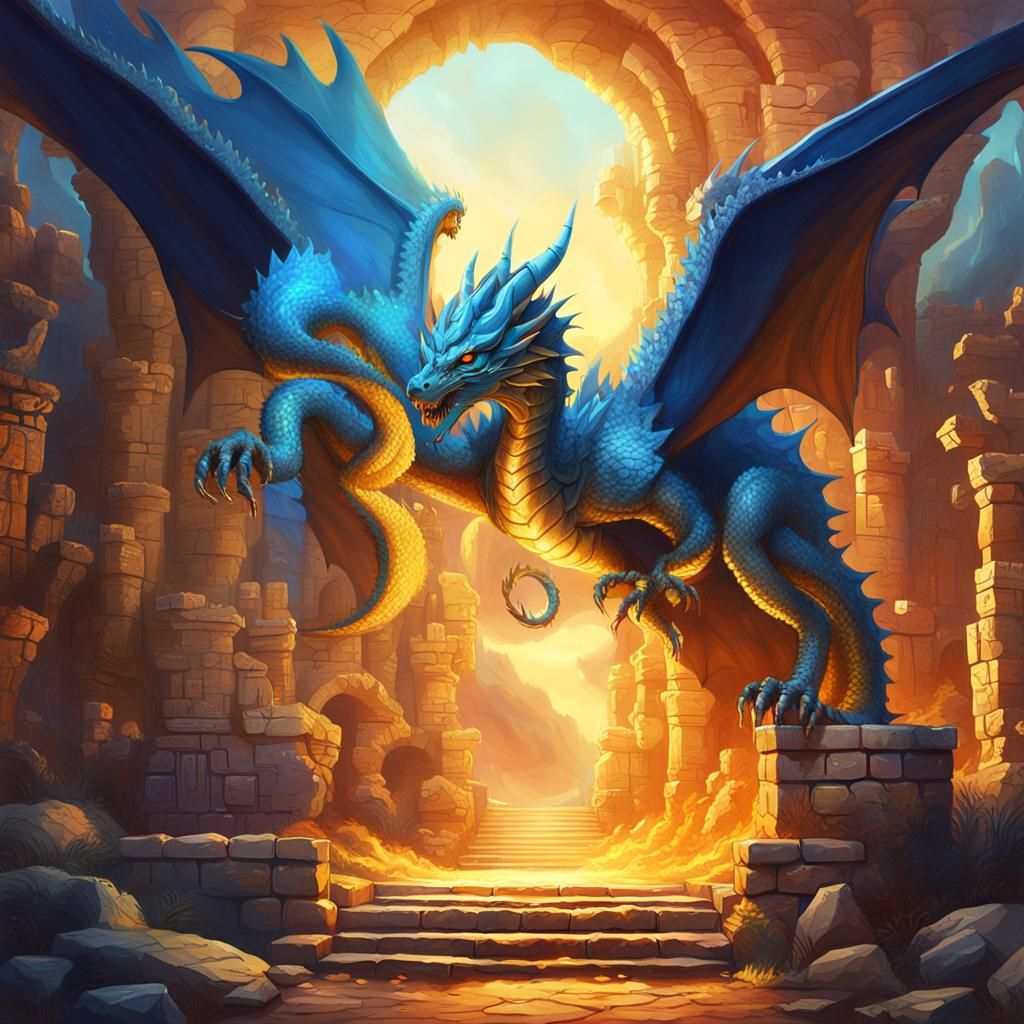 Mystical Dragon Emerges from Portal: Fantasy Concept Art