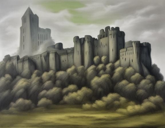 Ludlow Castle Charcoal Drawing