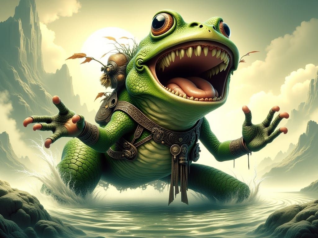 Adventurous Pepe the Frog in Smokey Style