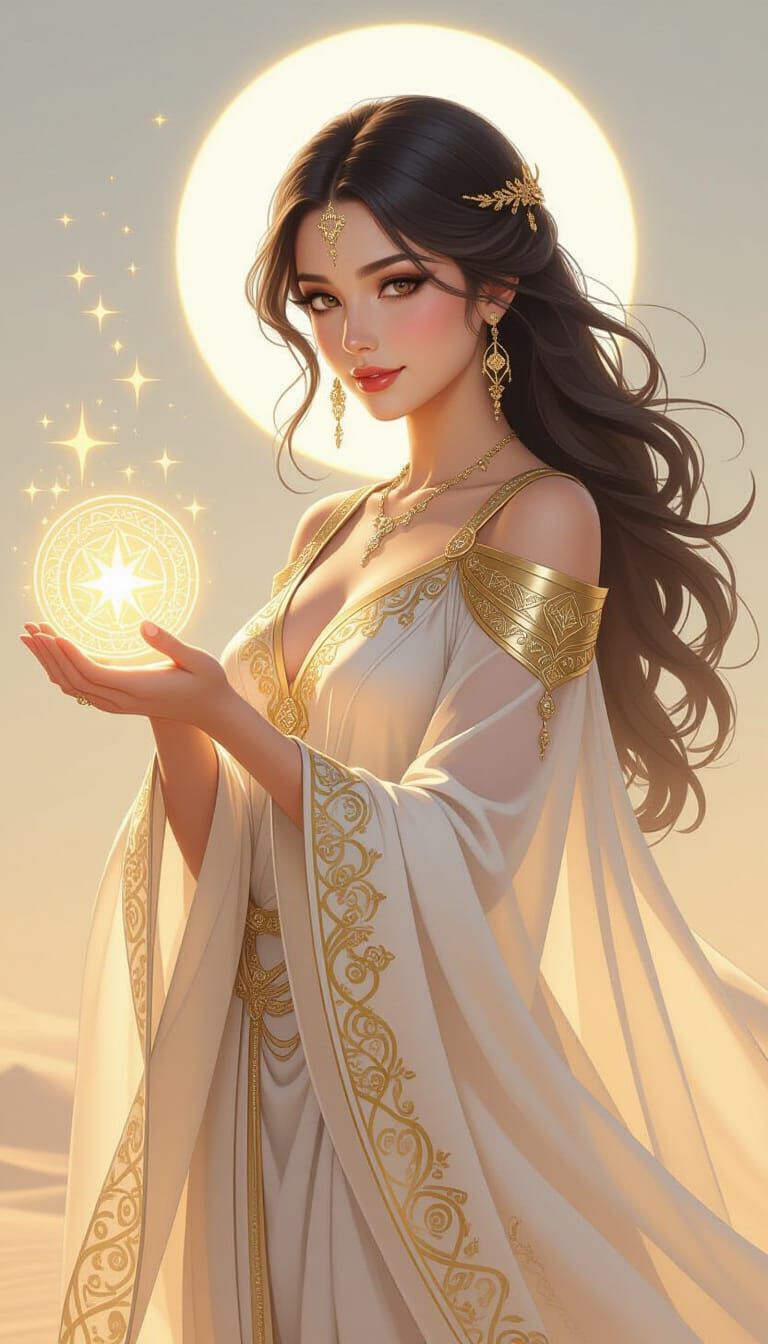 Arabian Enchantress Conjuring Sand Spirits