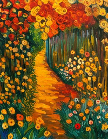 Secret Flower Garden: Neo-Impressionist Impasto Oil Painting