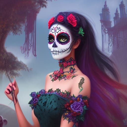 Day of the Dead Lady: Detailed Matte Painting