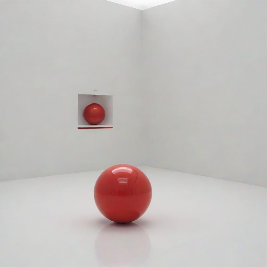 Minimalist Red Ball in a White Room
