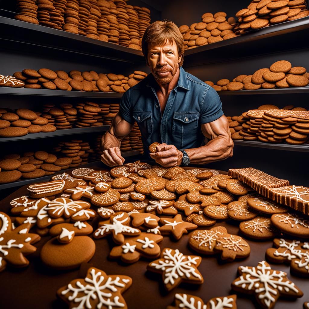 Chuck Norris eats over 9000 gingerbread cookies