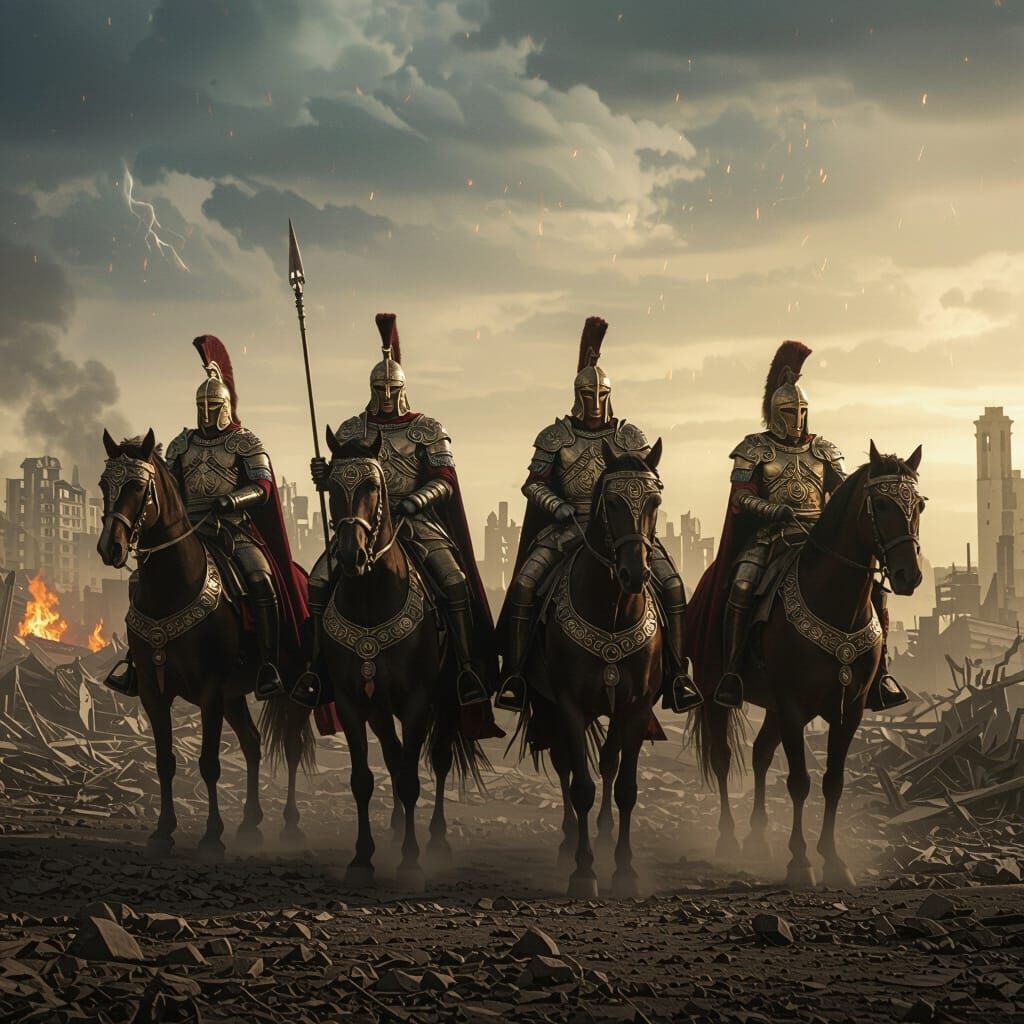 Apocalyptic Horsemen Ride Through Burning World