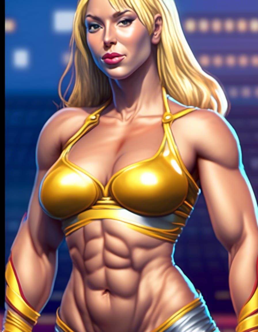 Anime Bodybuilder Portrait in Shinkiro Style