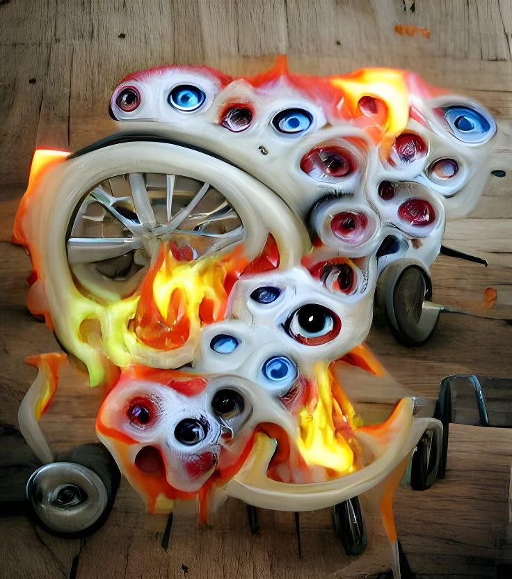 Surreal Juxtaposition: Eyes and Wheels
