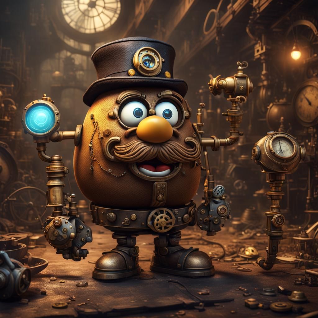 Steampunk Mr. Potato Head: Detailed Matte Painting