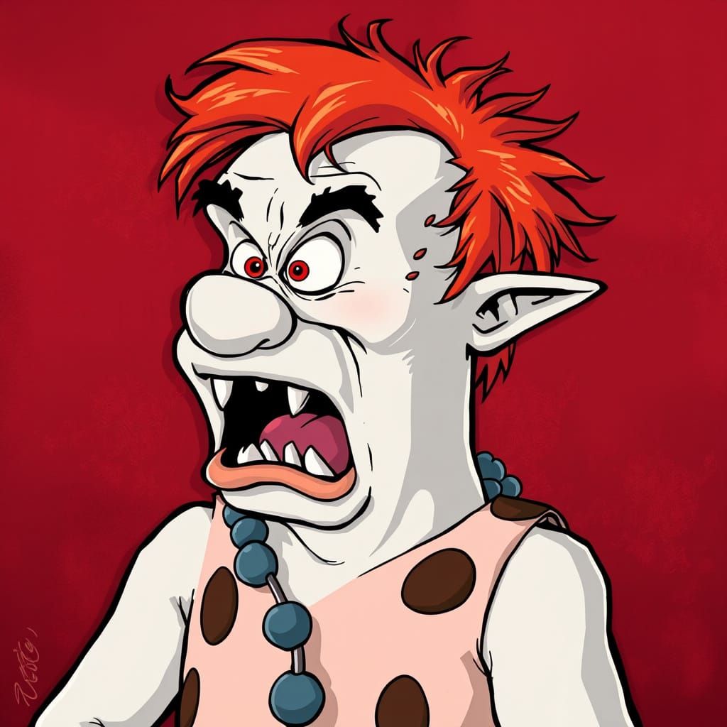 Fred Flintstone Transformed as a Dark Gothic Vampire