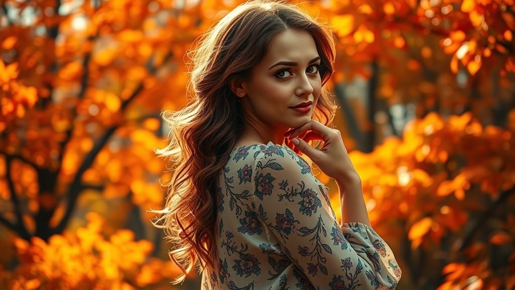 Autumnal Tattoo Artist in Sunlit Landscape