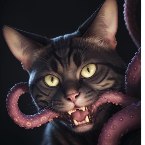Tentacle Mouthed Cat: Flerken in Dark Fantasy Style