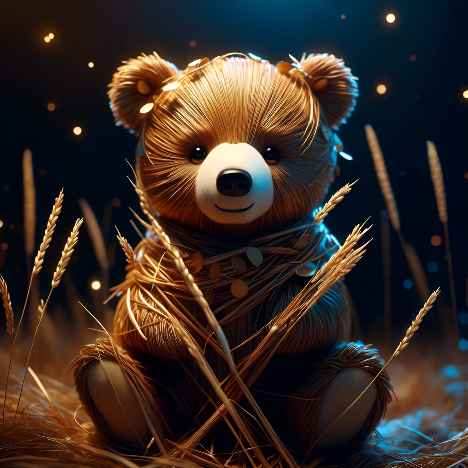 Adorable Chibi Straw Bear Portrait