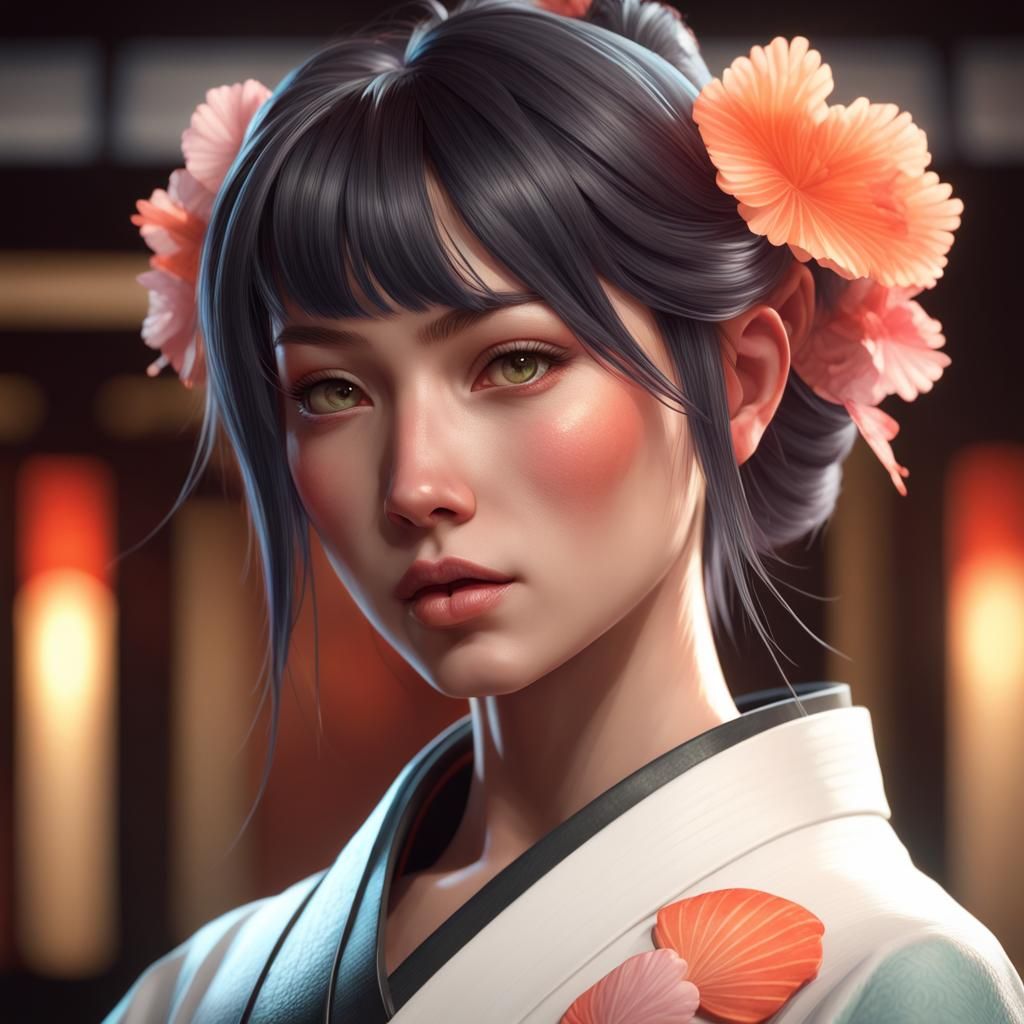 Hyperdetailed Sushi Portrait in Art Nouveau Style