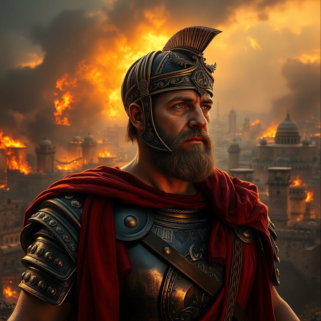 Roman General Amidst Jerusalem's Apocalyptic Ruins