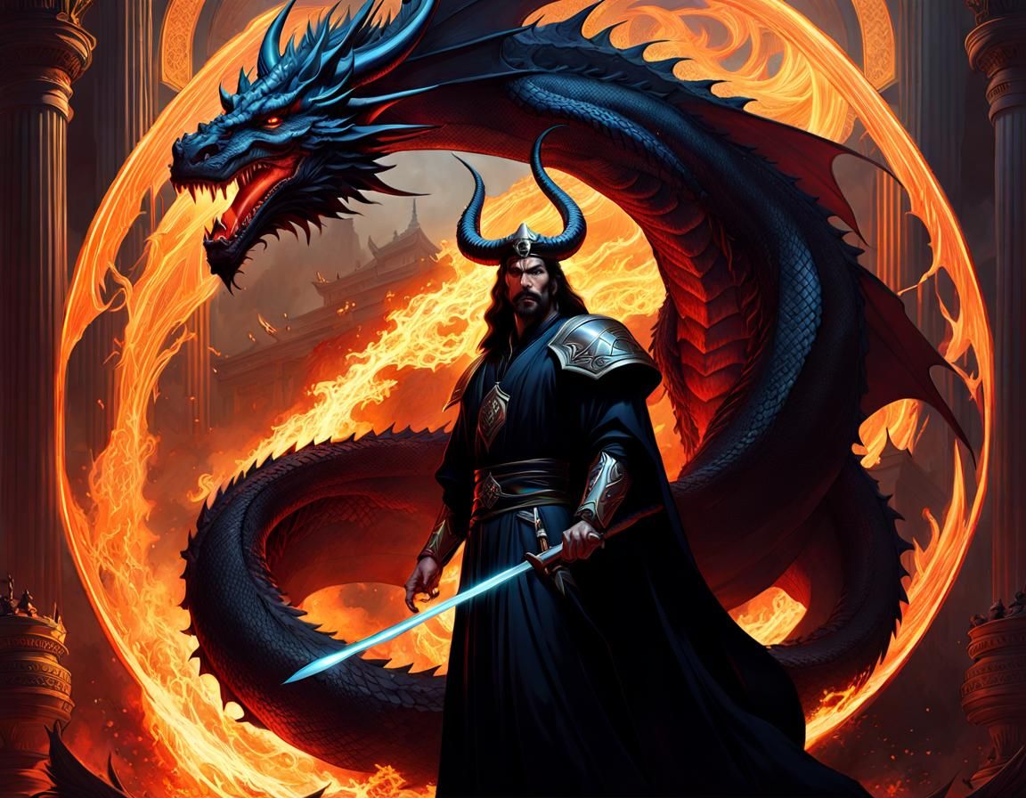 Satanic Sorcerer Taming Dragon Album Cover Art