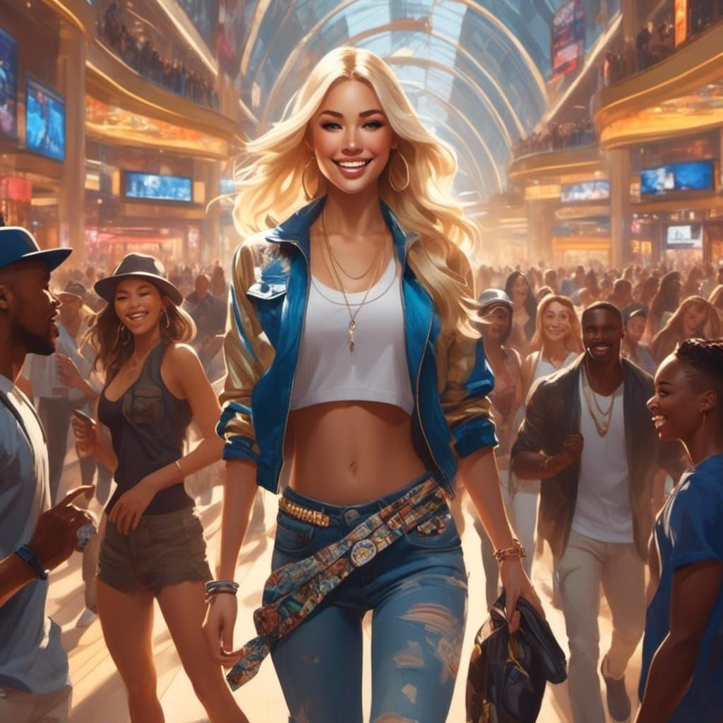 Julie proudly leads a flash mob tribute to hip hop in a Vegas mall