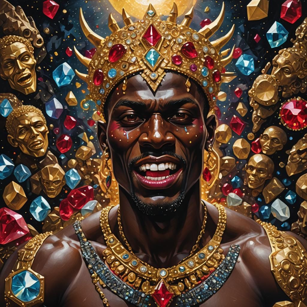 Opulent Figure in Cosmic Surrealism Style