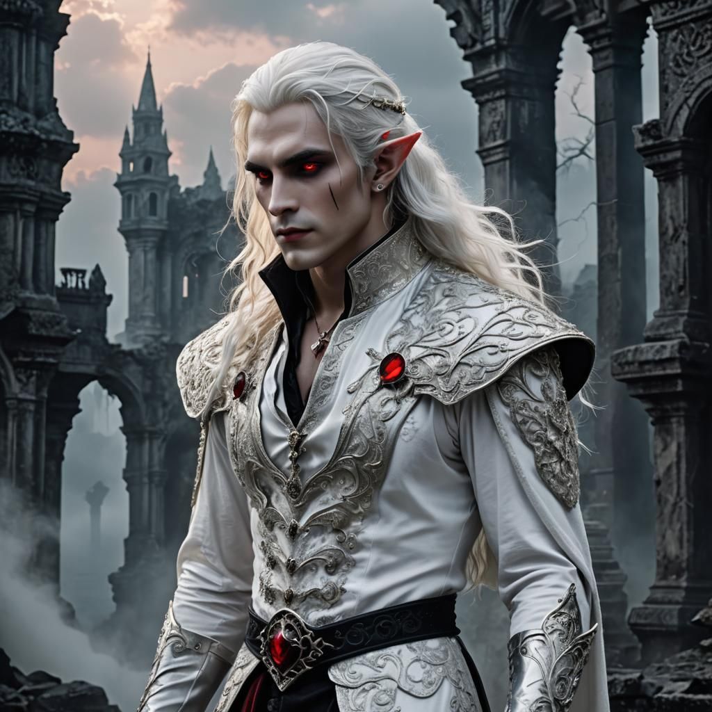 Vampire Elf with Glowing Skin and Red Eyes