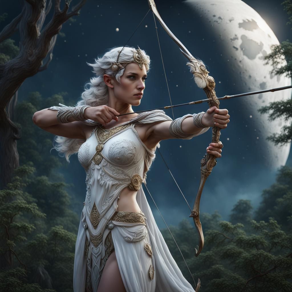 Goddess Diana Huntress in a Detailed Matte Painting