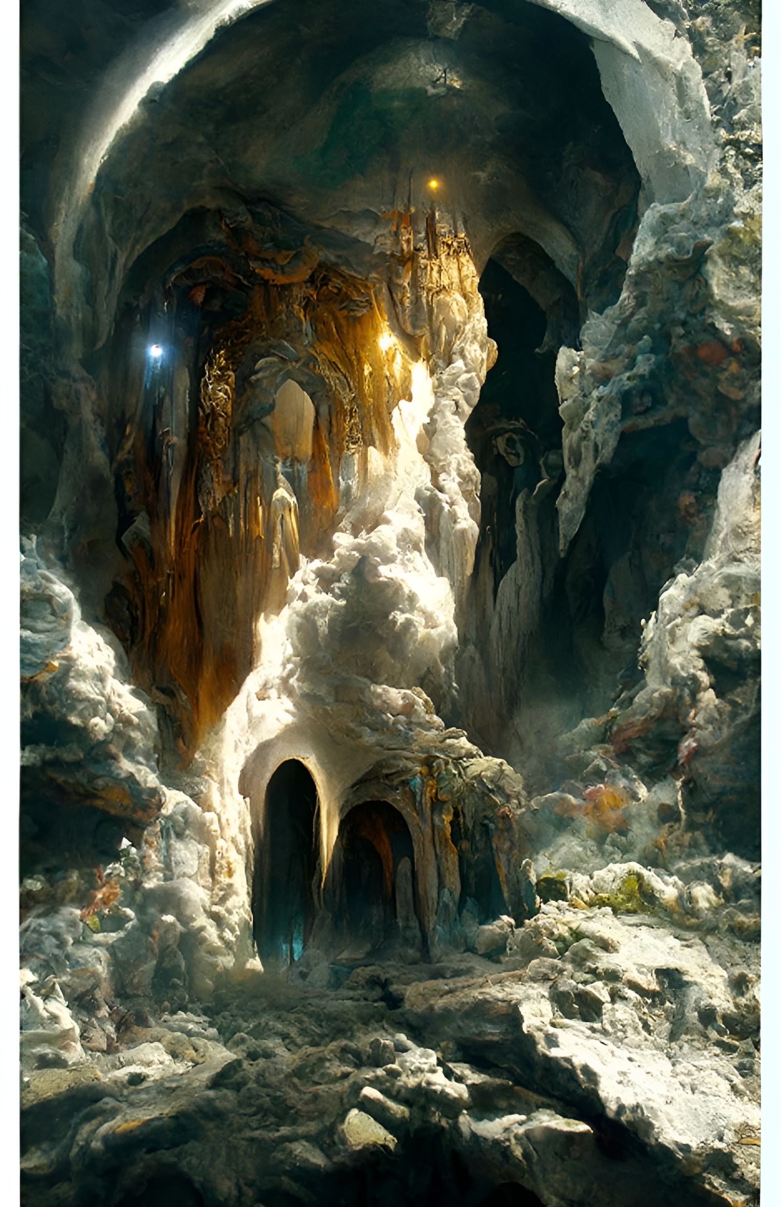 Magical Crystal Cave with Portal to Alien World