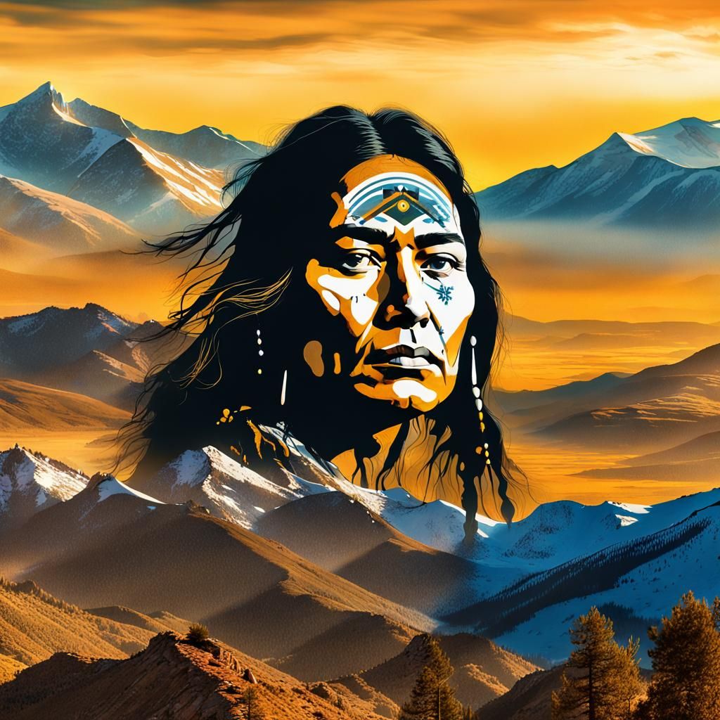 pareidolia, transparant shadow Native American girl face on ...