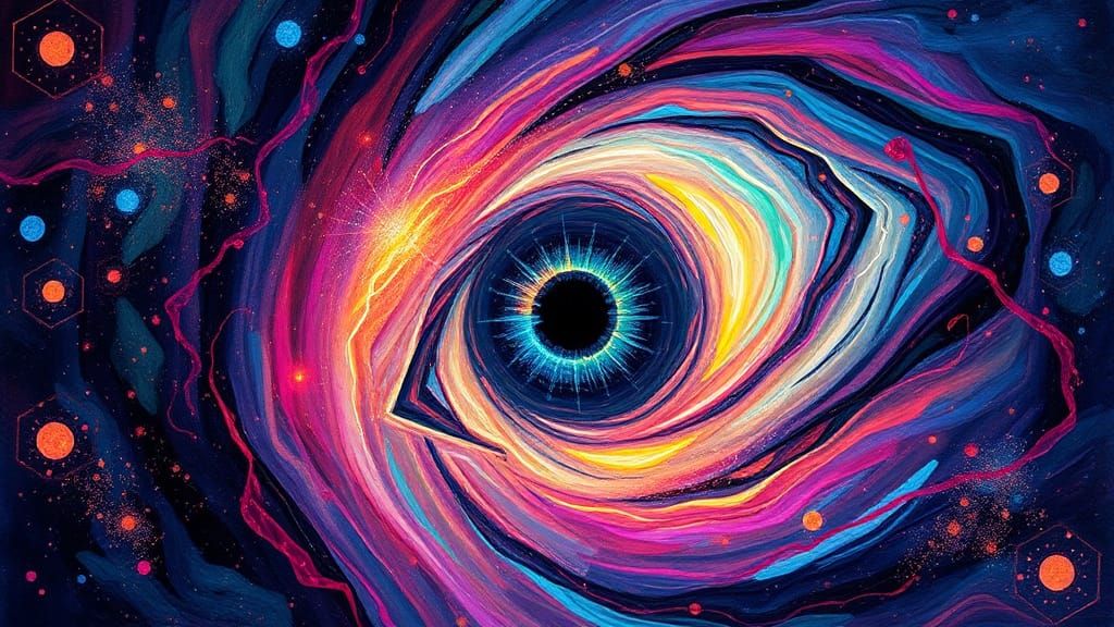 Cosmic Eye: A Holographic Portal in Visionary Art Style