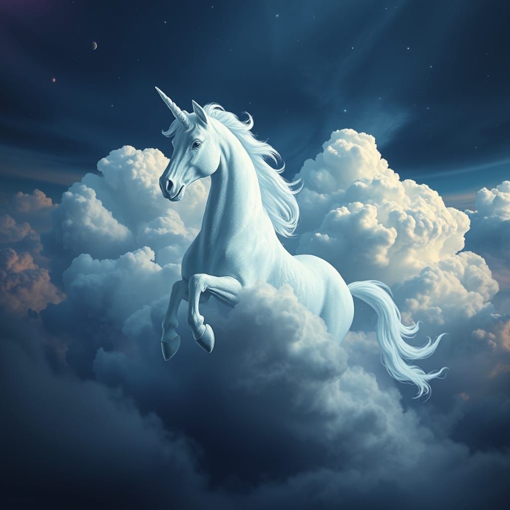 Ethereal Ice Cream Horse Clouds in Dark Fantasy