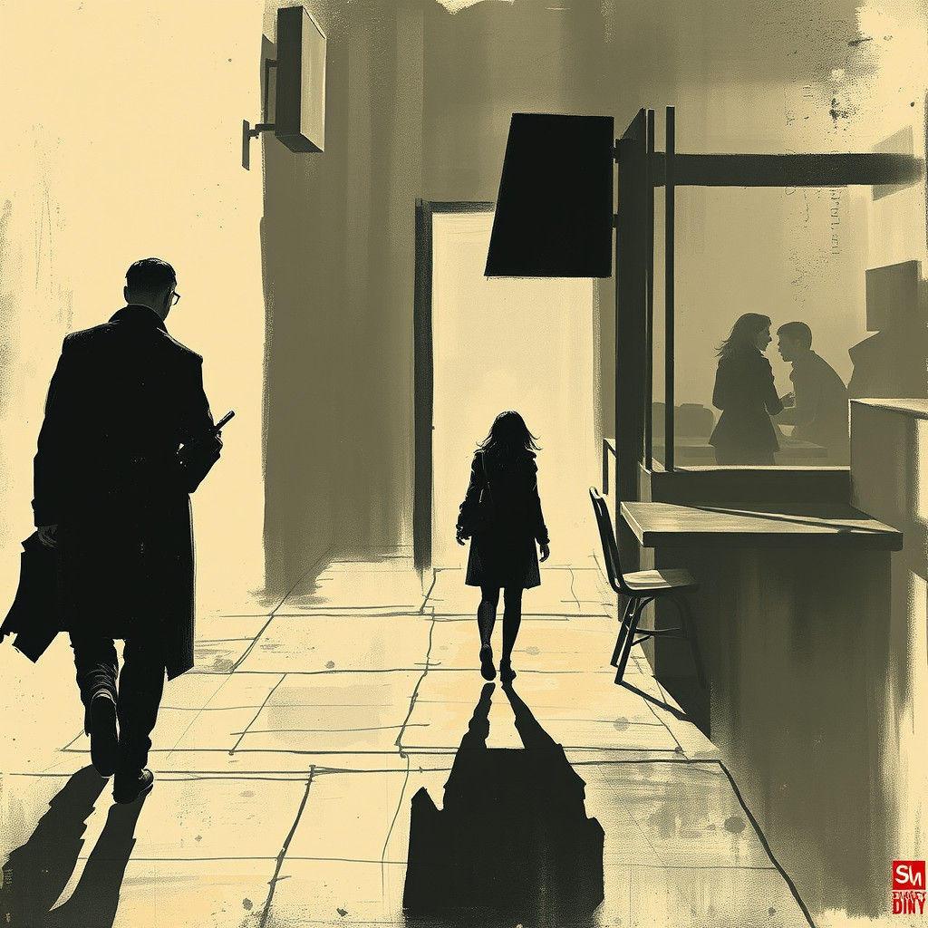 Sinister Shadow Follows Woman into Coffee Shop