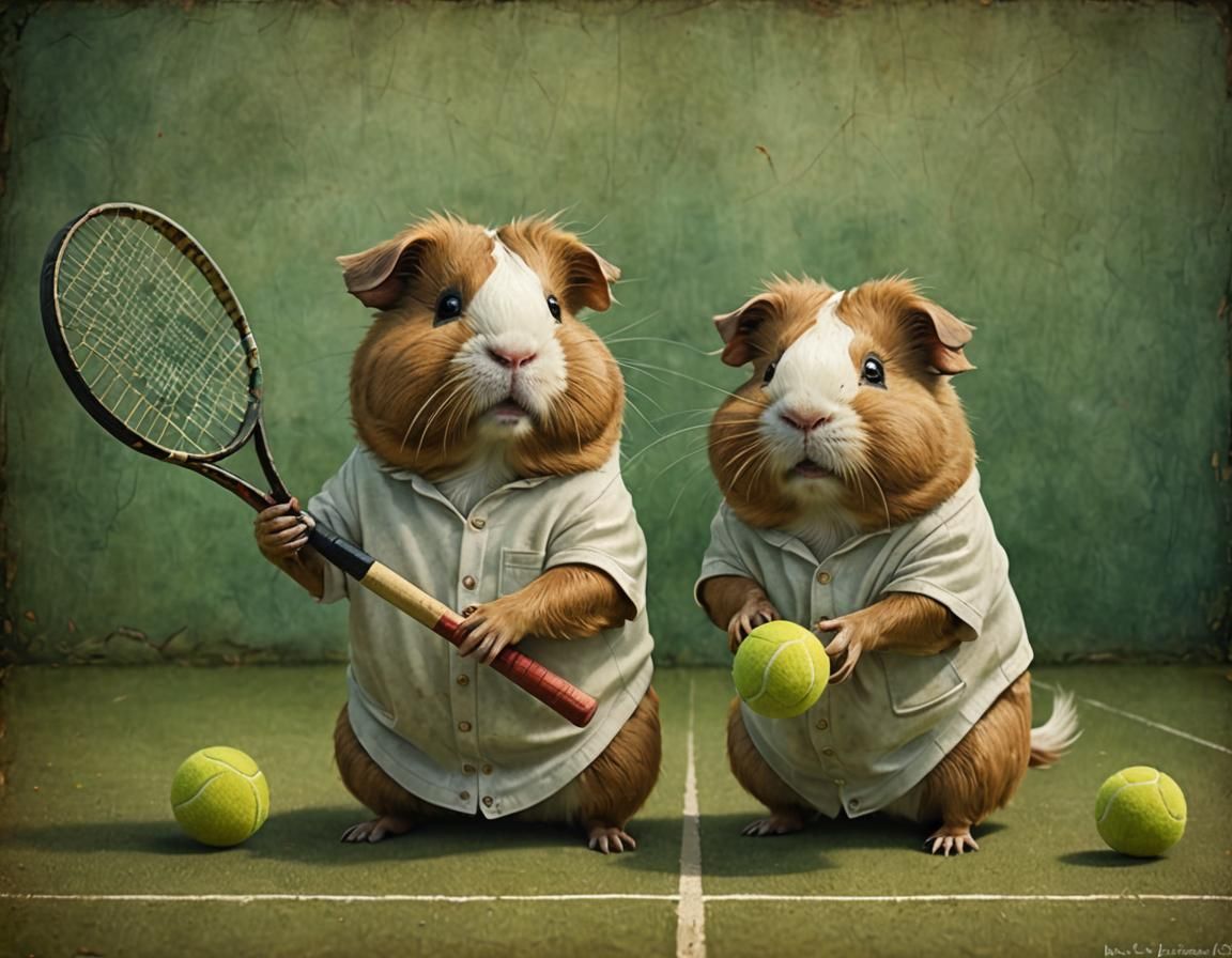 guinea pigs trying to play tennis