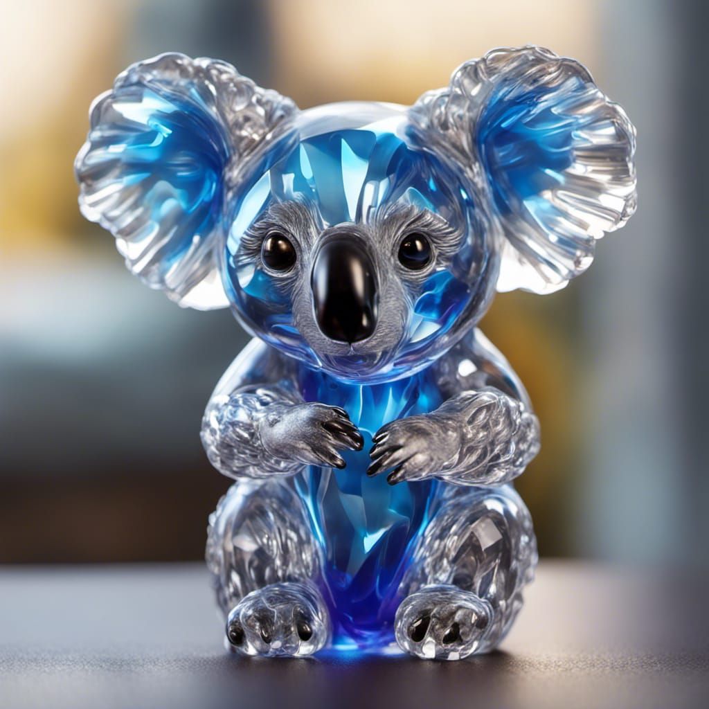 Tinted Blue Glass Koala Bear Figurine
