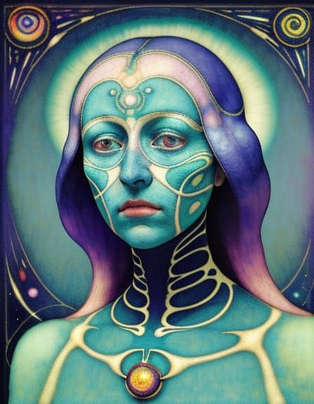 Alien Running Portrait in Dreamlike Surrealism