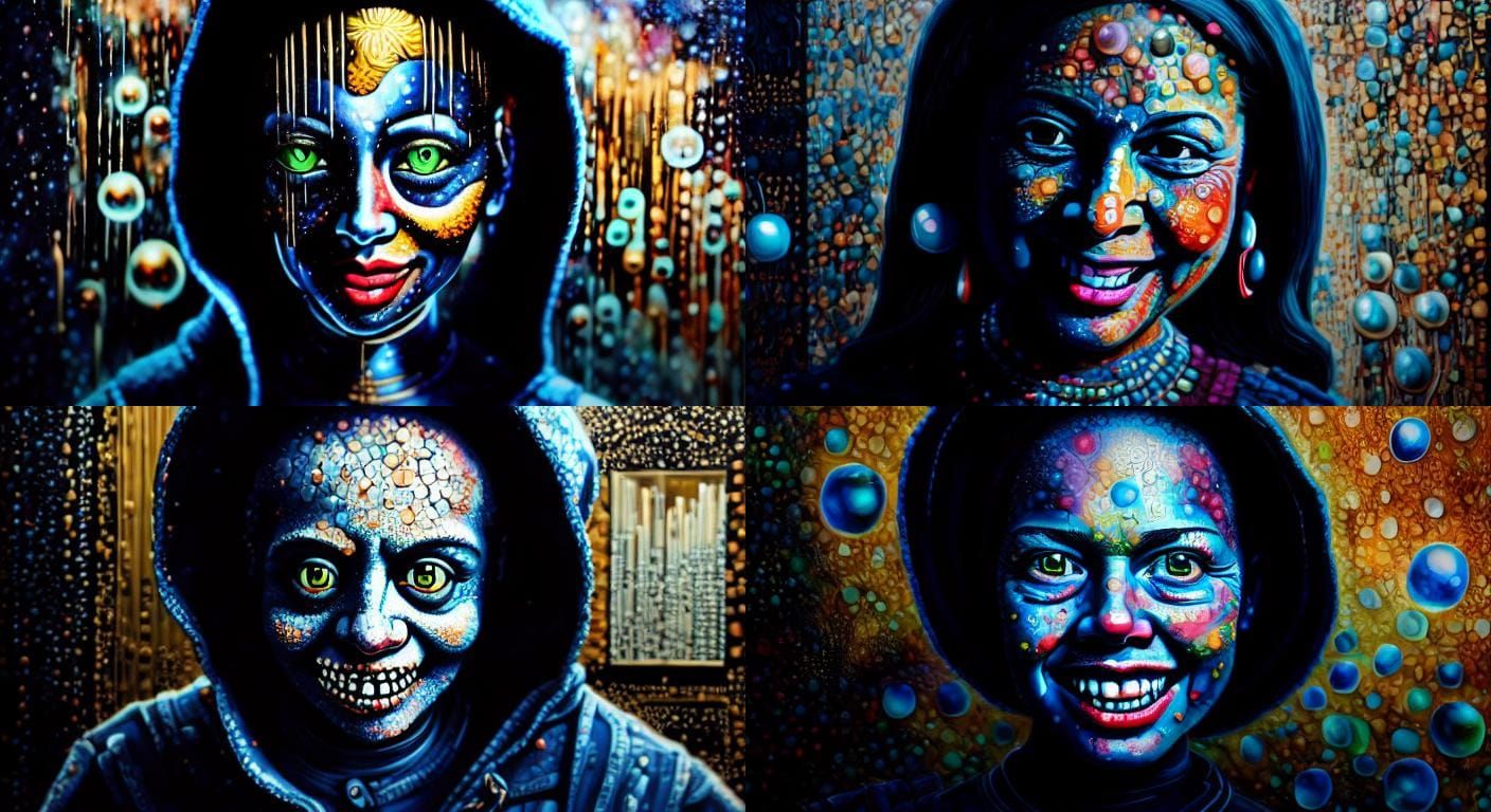 Hyperrealistic Mixed Media Portrait of a Smiling Woman