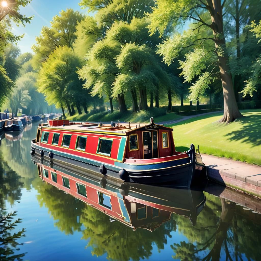 Scenic Canal Boat on a Sunny Day