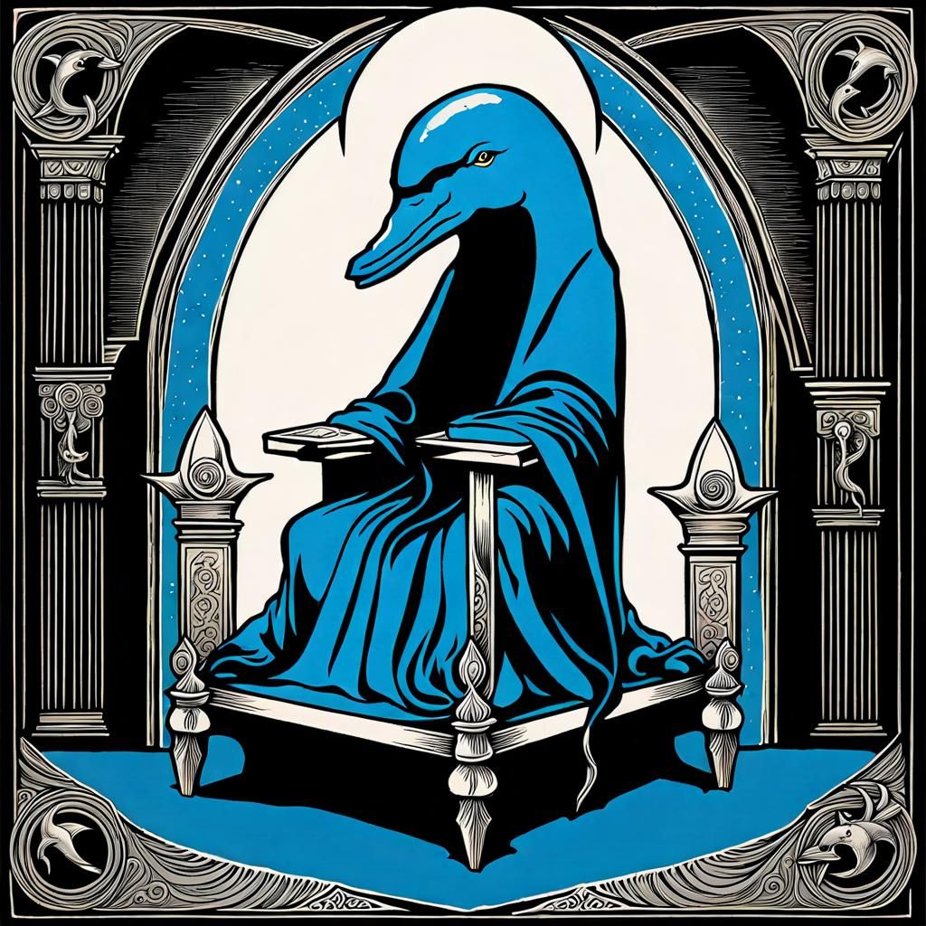 The Hierophant: Dolphin on Papal Throne Tarot Card
