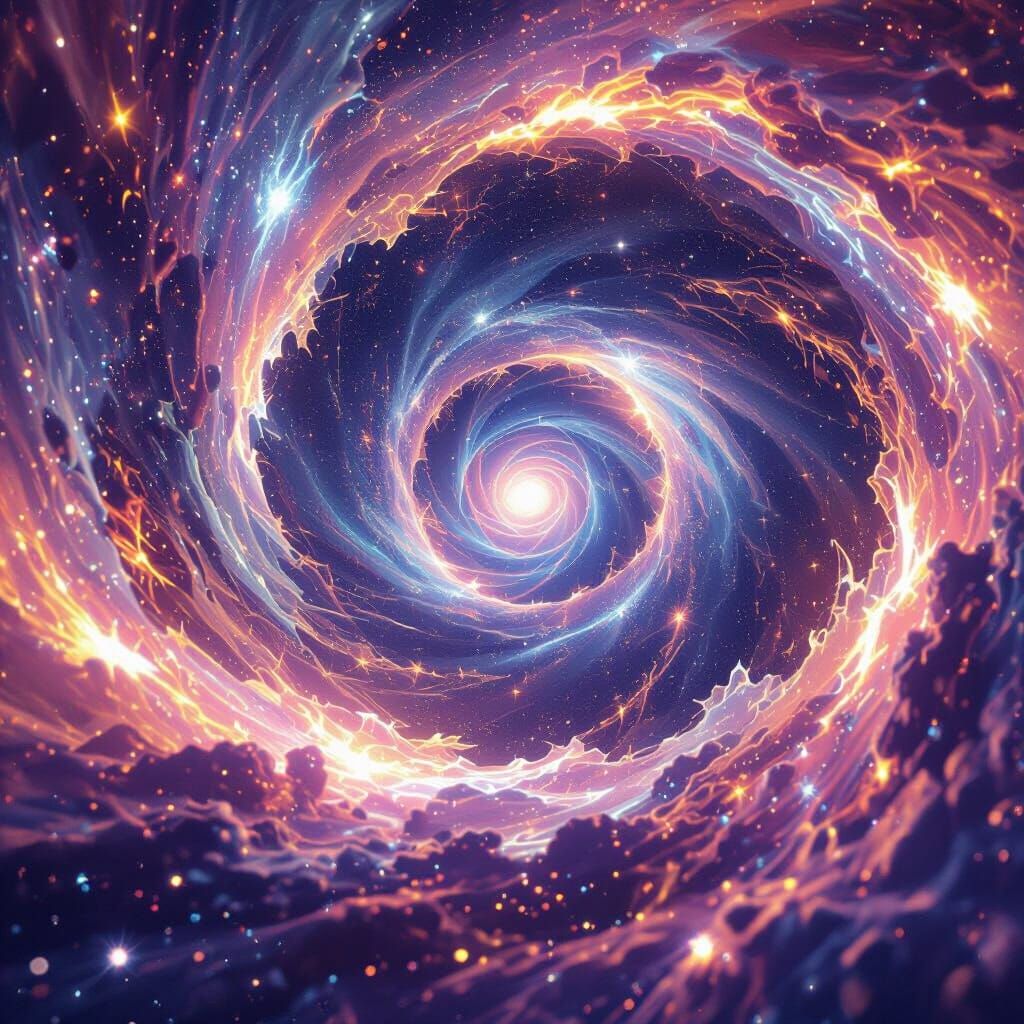 Deep Space Vortex Tunnel in Cinematic CGI Style